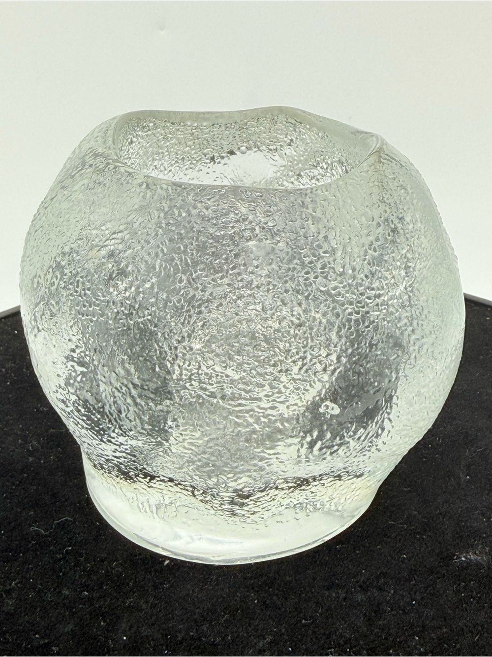 Clear Textured Glass Home Art Candle holder - marked